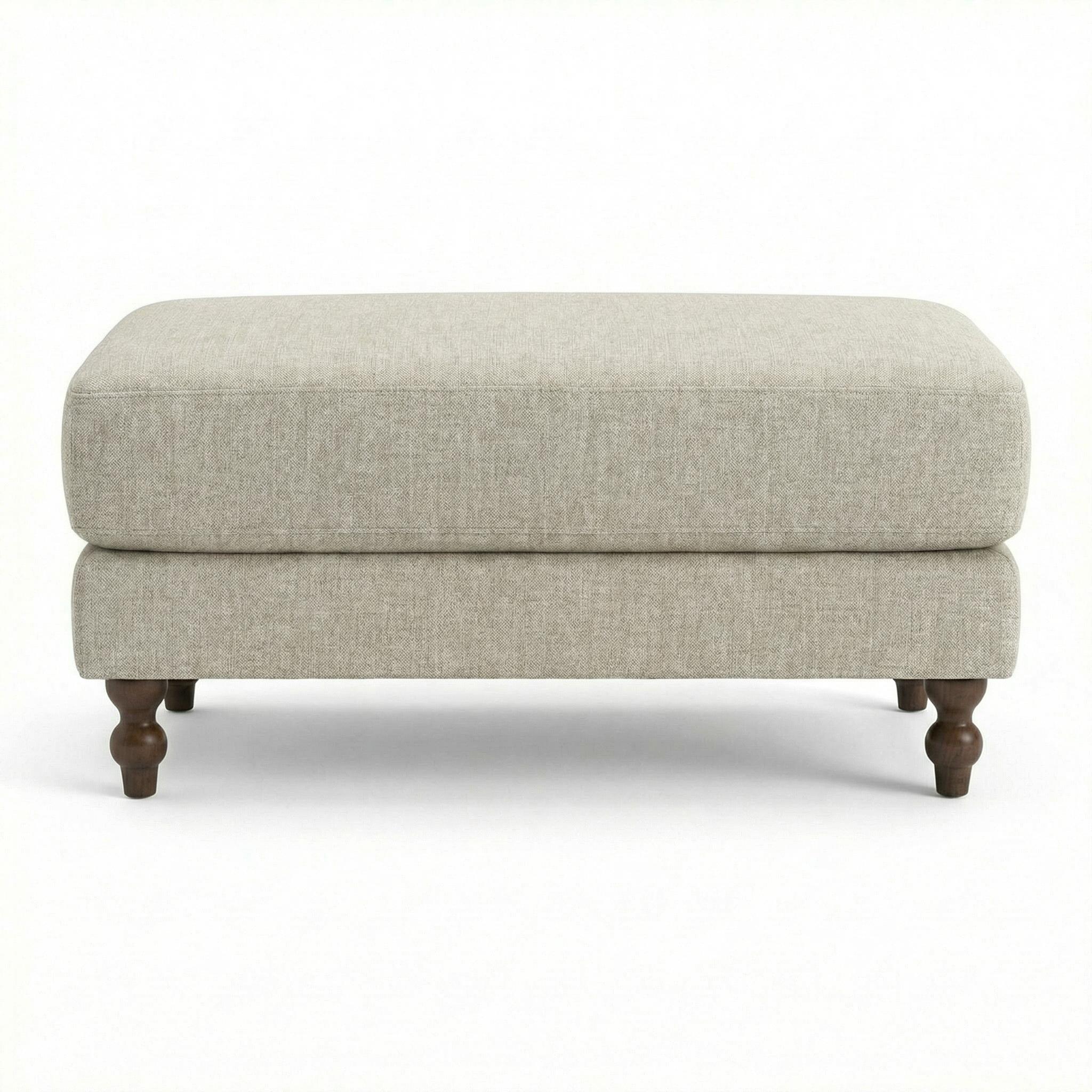 Modern Minimalist Wood Frame, Beige Fabric - ELAITH FOOTSTOOL