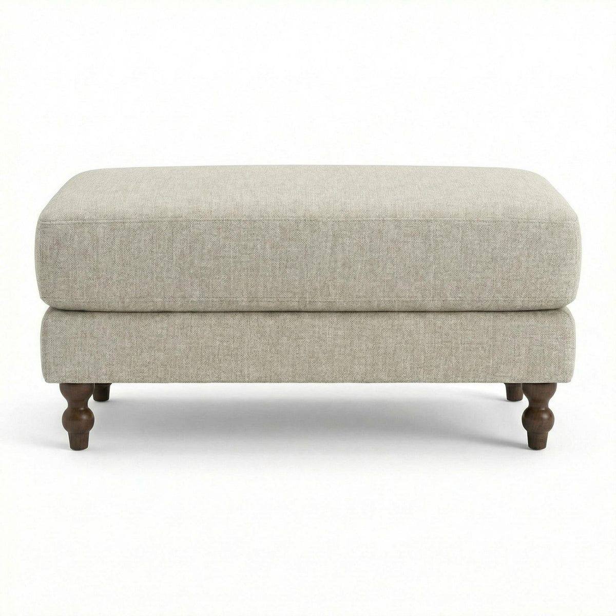 Modern Minimalist Wood Frame, Beige Fabric - ELAITH FOOTSTOOL