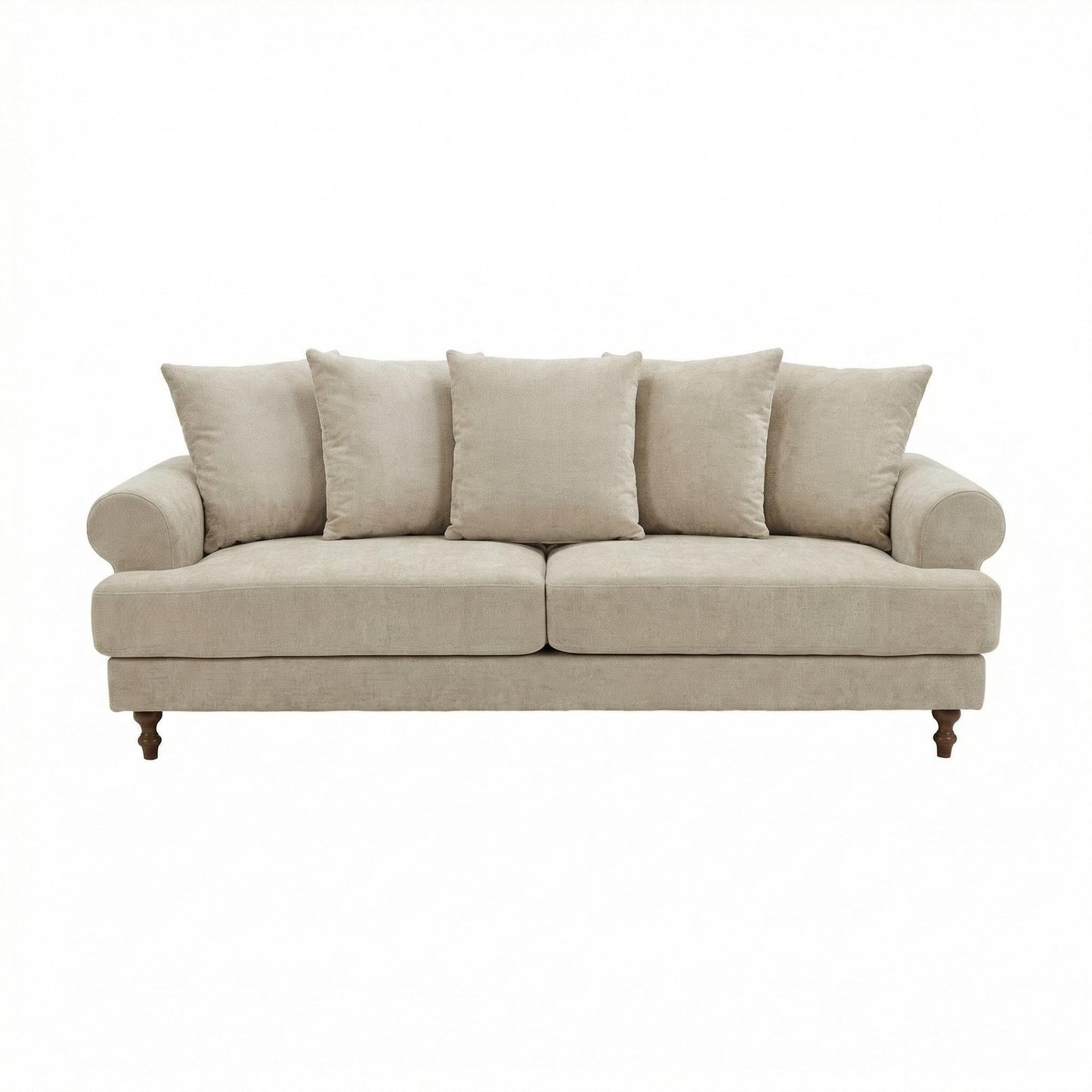 Modern Beige Fabric, Wooden Frame Sofa - ELAITH 3.5 SEAT