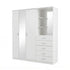 Modern High Gloss Wardrobe, Melamine Finish - CARLETON HIGH GLOSS MIRROR COMBI UNIT