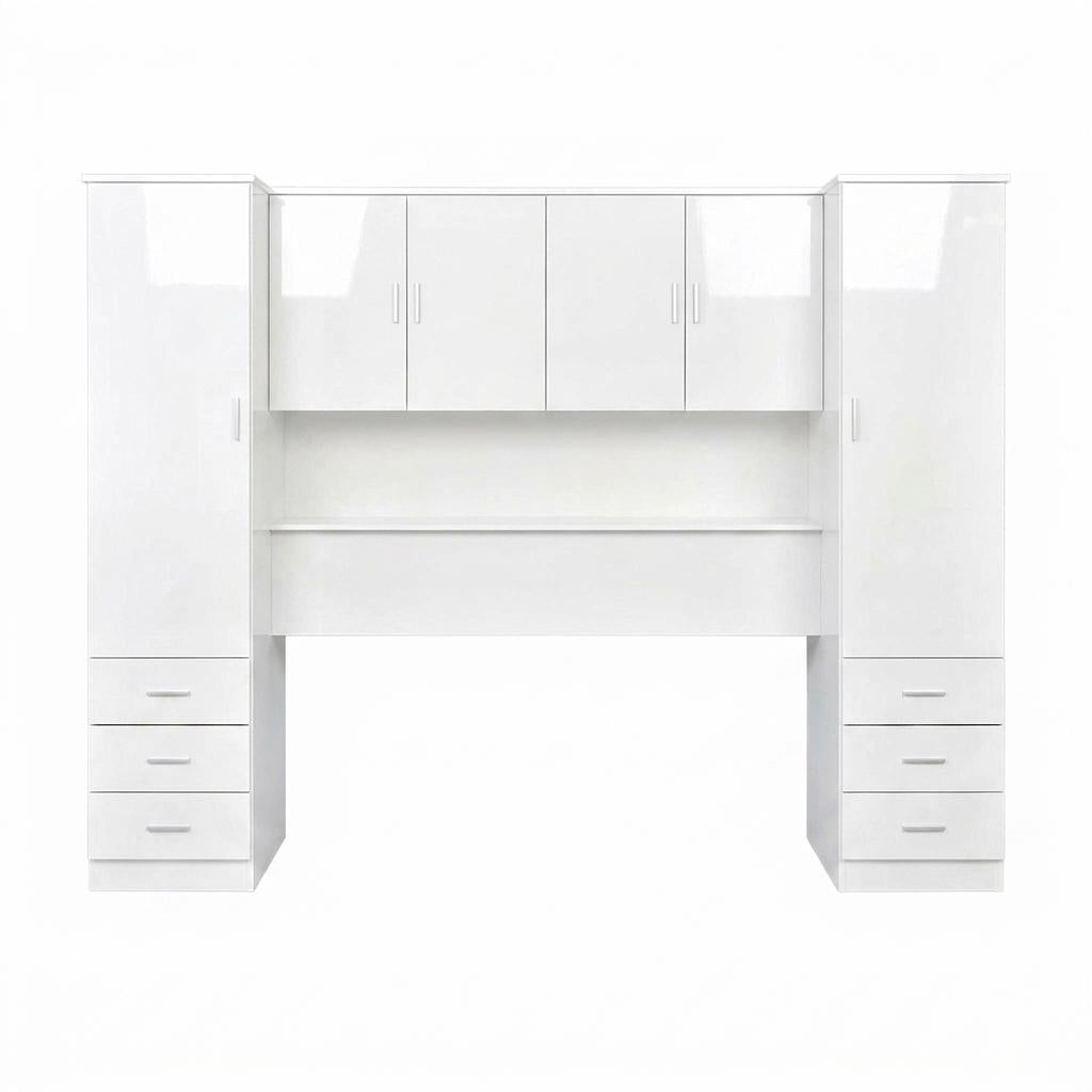 Modern White Storage, Melamine Finish - CARLETON OVERBED STORAGE