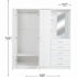 Modern High Gloss Wardrobe, Melamine Finish - CARLETON HIGH GLOSS MIRROR COMBI UNIT