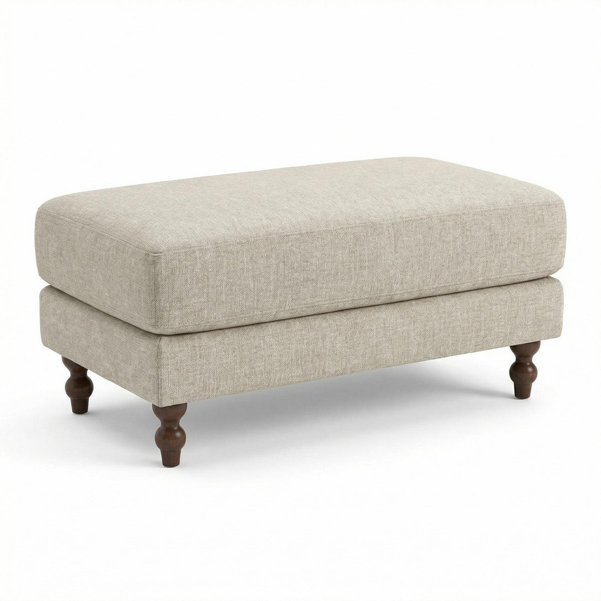 Modern Minimalist Wood Frame, Beige Fabric - ELAITH FOOTSTOOL