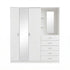 Modern High Gloss Wardrobe, Melamine Finish - CARLETON HIGH GLOSS MIRROR COMBI UNIT
