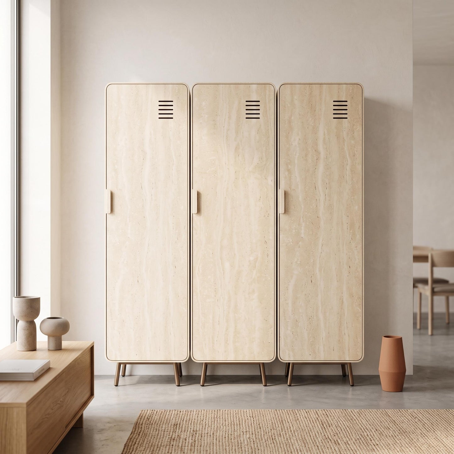 WALNUT LOCKER YELLOW TRAVERTINE