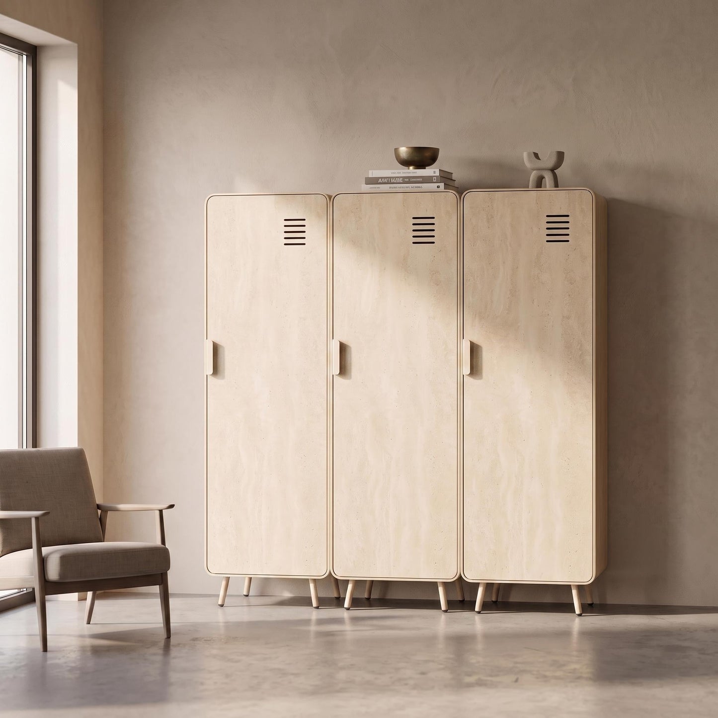 WALNUT LOCKER YELLOW TRAVERTINE