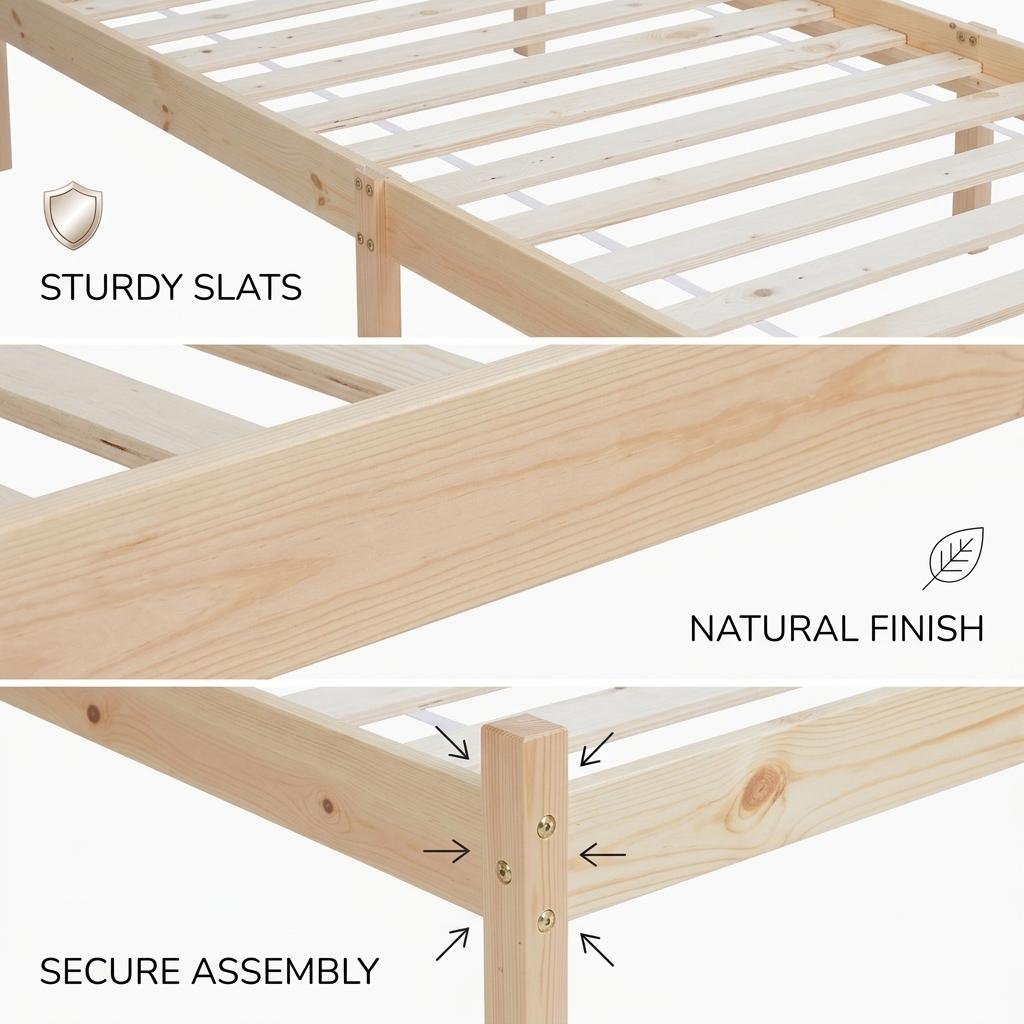 Modern Pine Frame, Space-Saving Single Bed - FIRENZE A