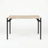 Travertine Effect Dining Table with MDF Top and Black Metal Legs - GROBNAR
