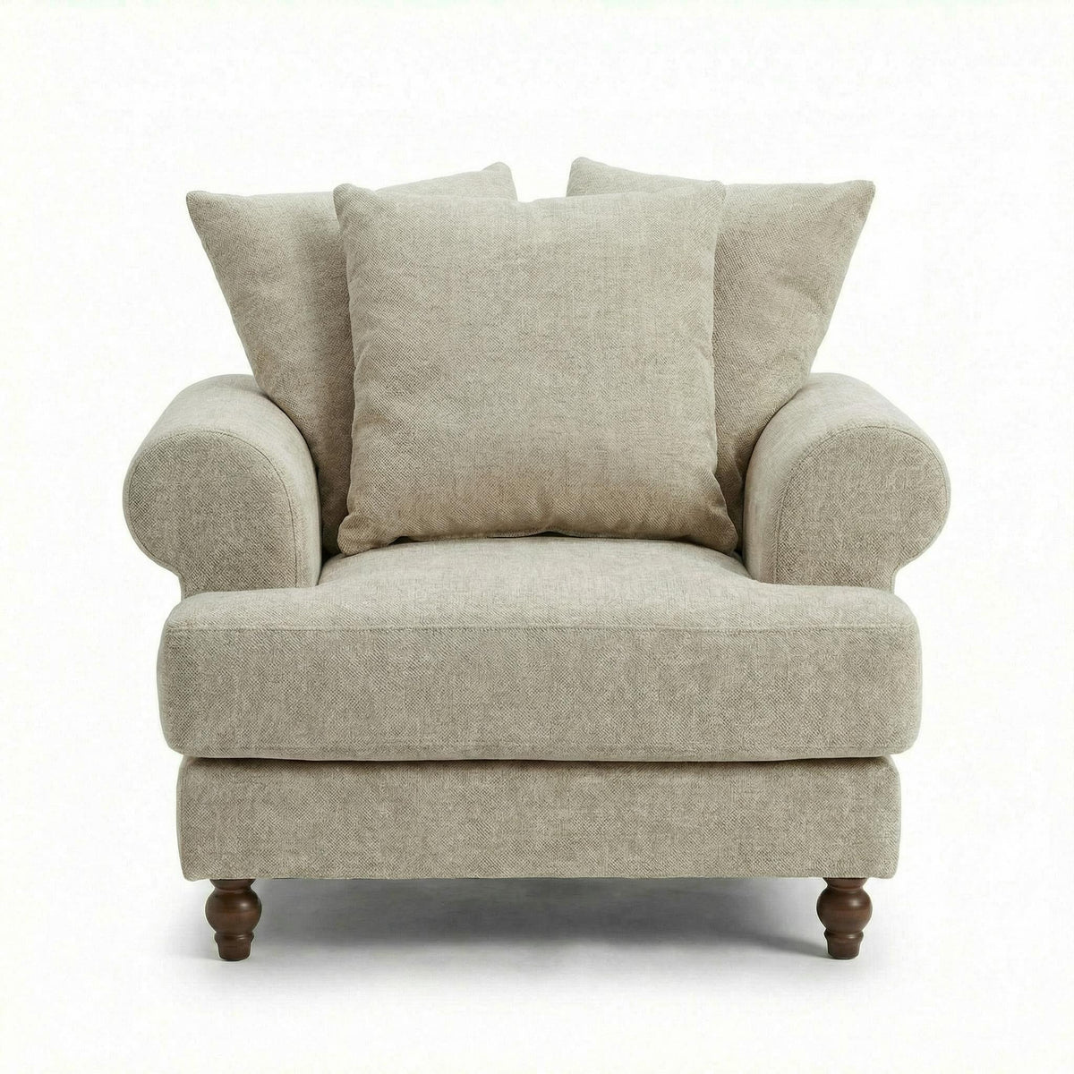 Modern Beige Fabric, Wooden Frame Accent - ELAITH Armchair