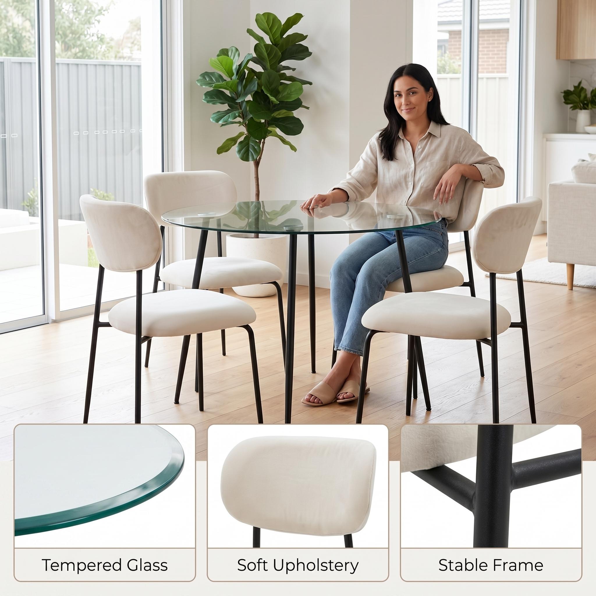 Modern Space-Saving Glass Dining Set - ANTONIA SPACE SAVING DINING SET