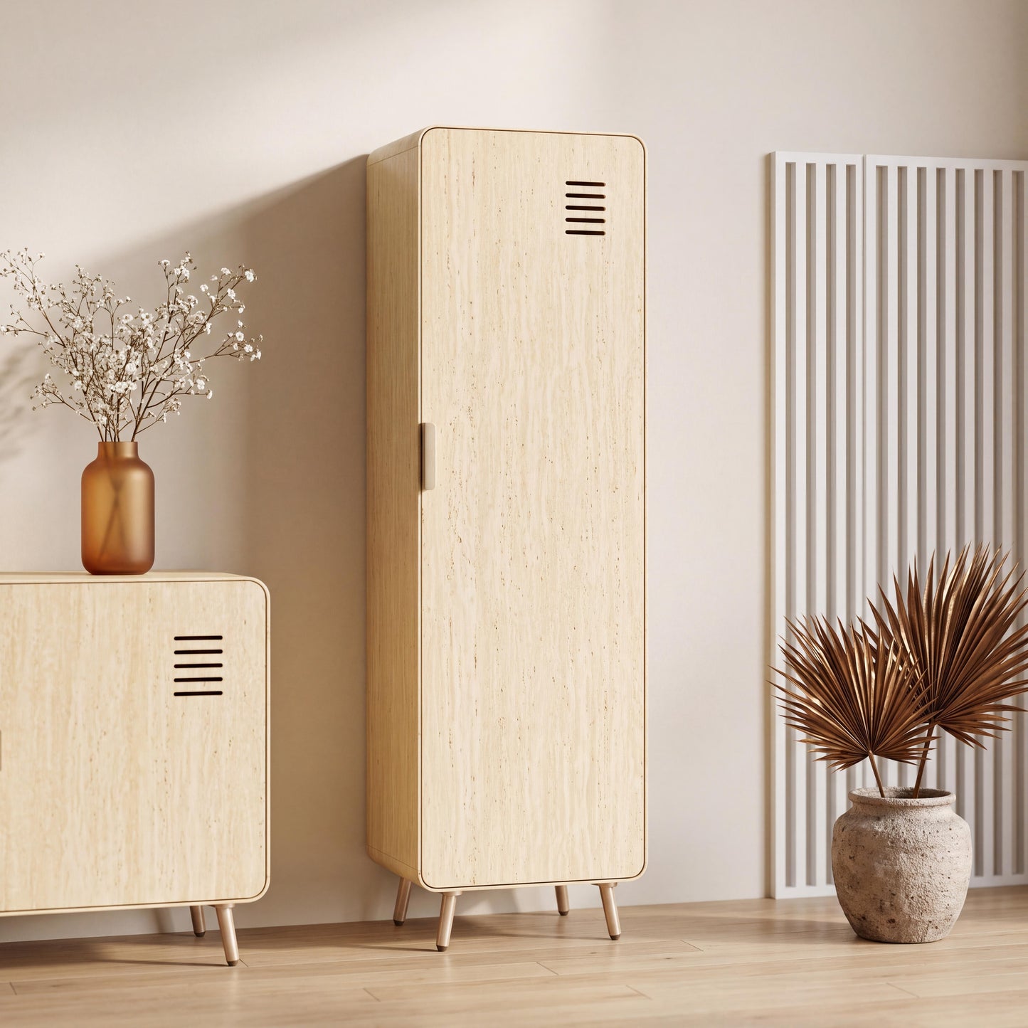 WALNUT LOCKER YELLOW TRAVERTINE