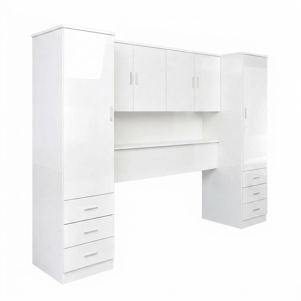 Modern White Storage, Melamine Finish - CARLETON OVERBED STORAGE