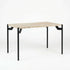 Travertine Effect Dining Table with MDF Top and Black Metal Legs - GROBNAR