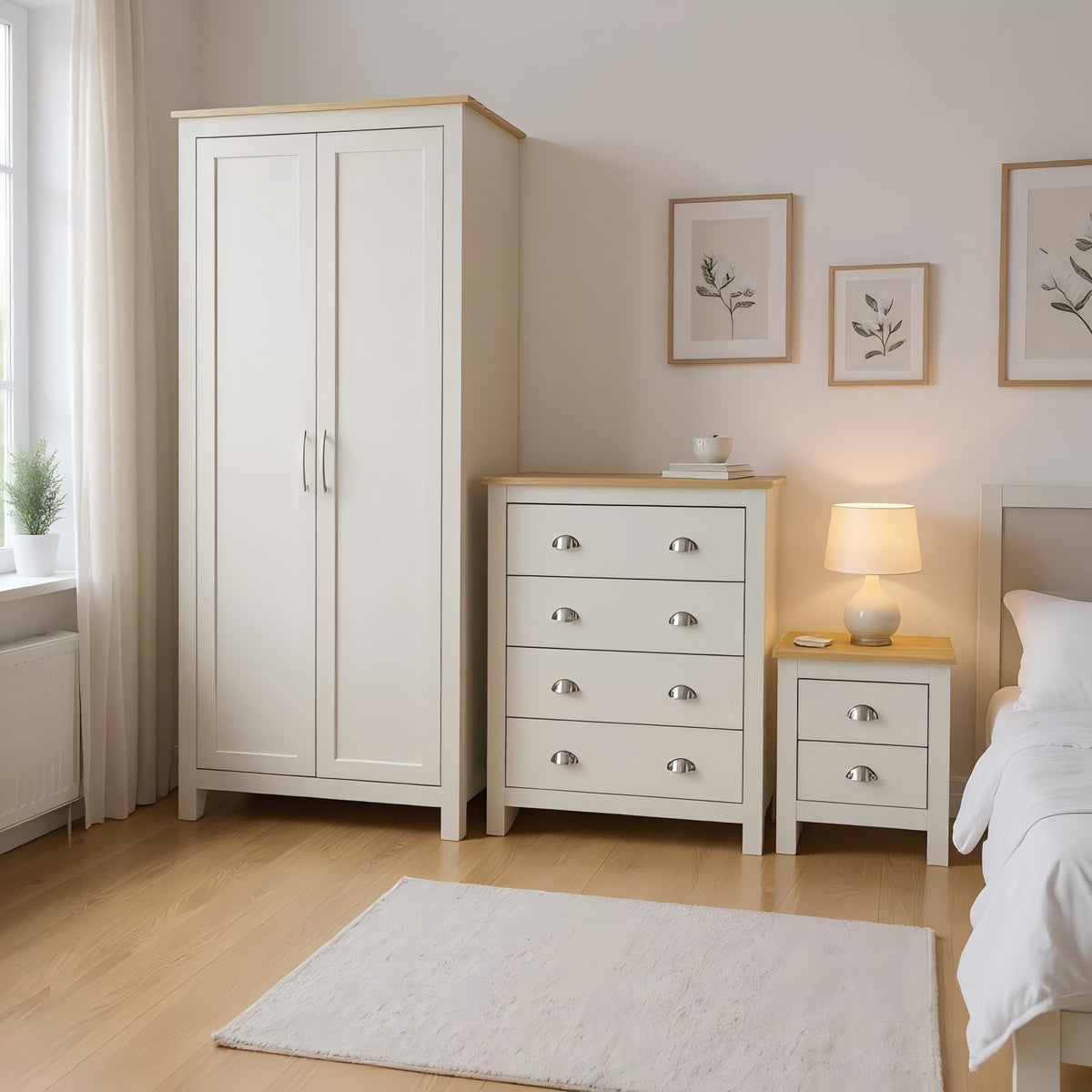 Modern Grey Bedroom Set, Particleboard & MDF - LANCASTER 3PC SET GREY