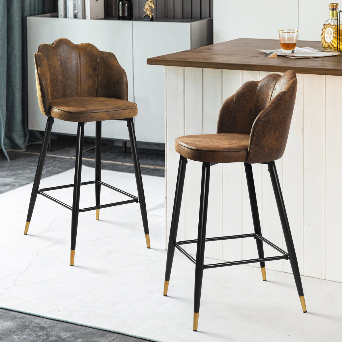 Acuff Suede Brown Bar Stool