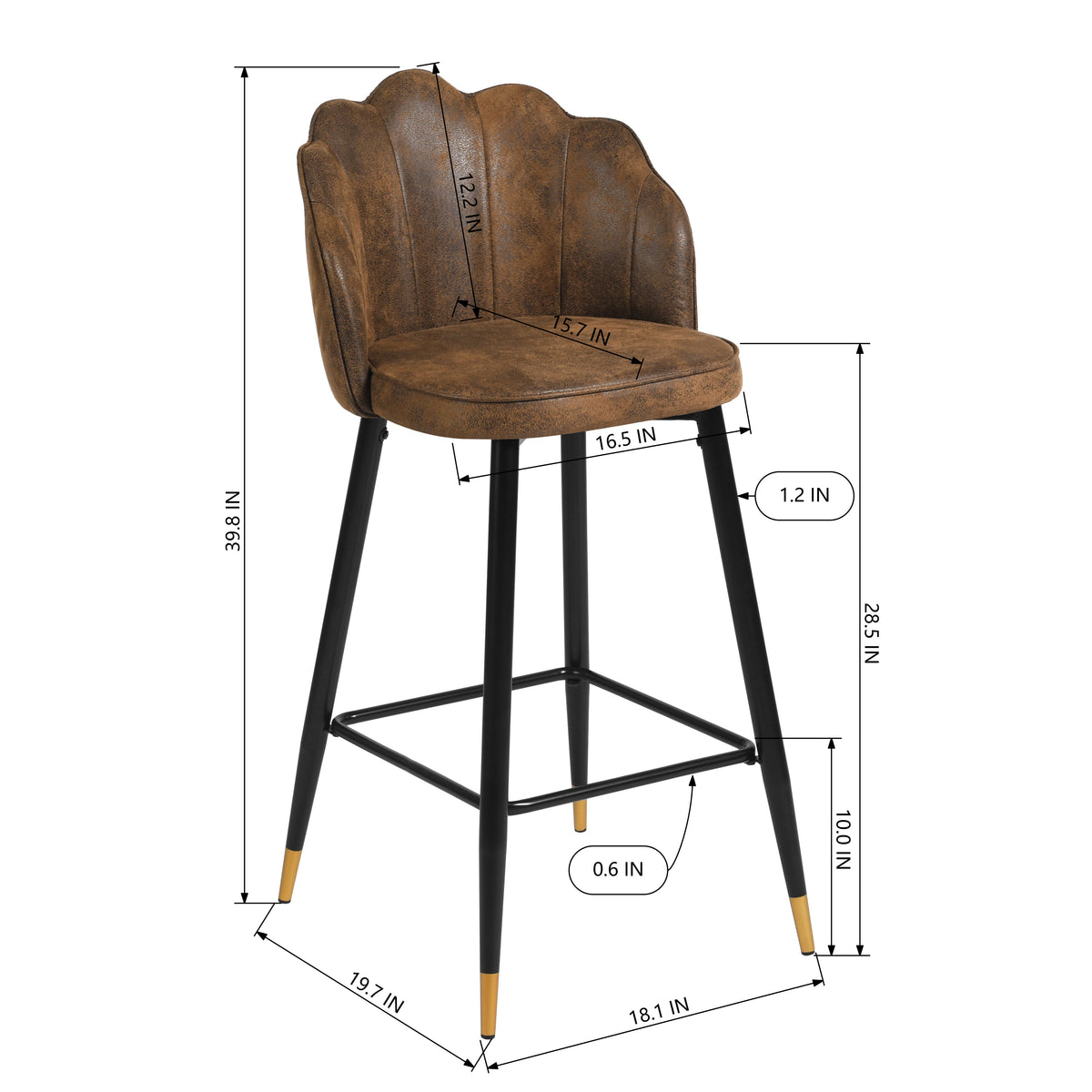 Acuff Suede Brown Bar Stool