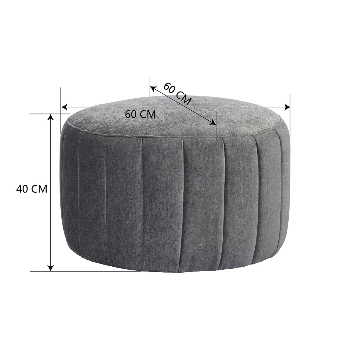 Akbar Large Grey Ottoman