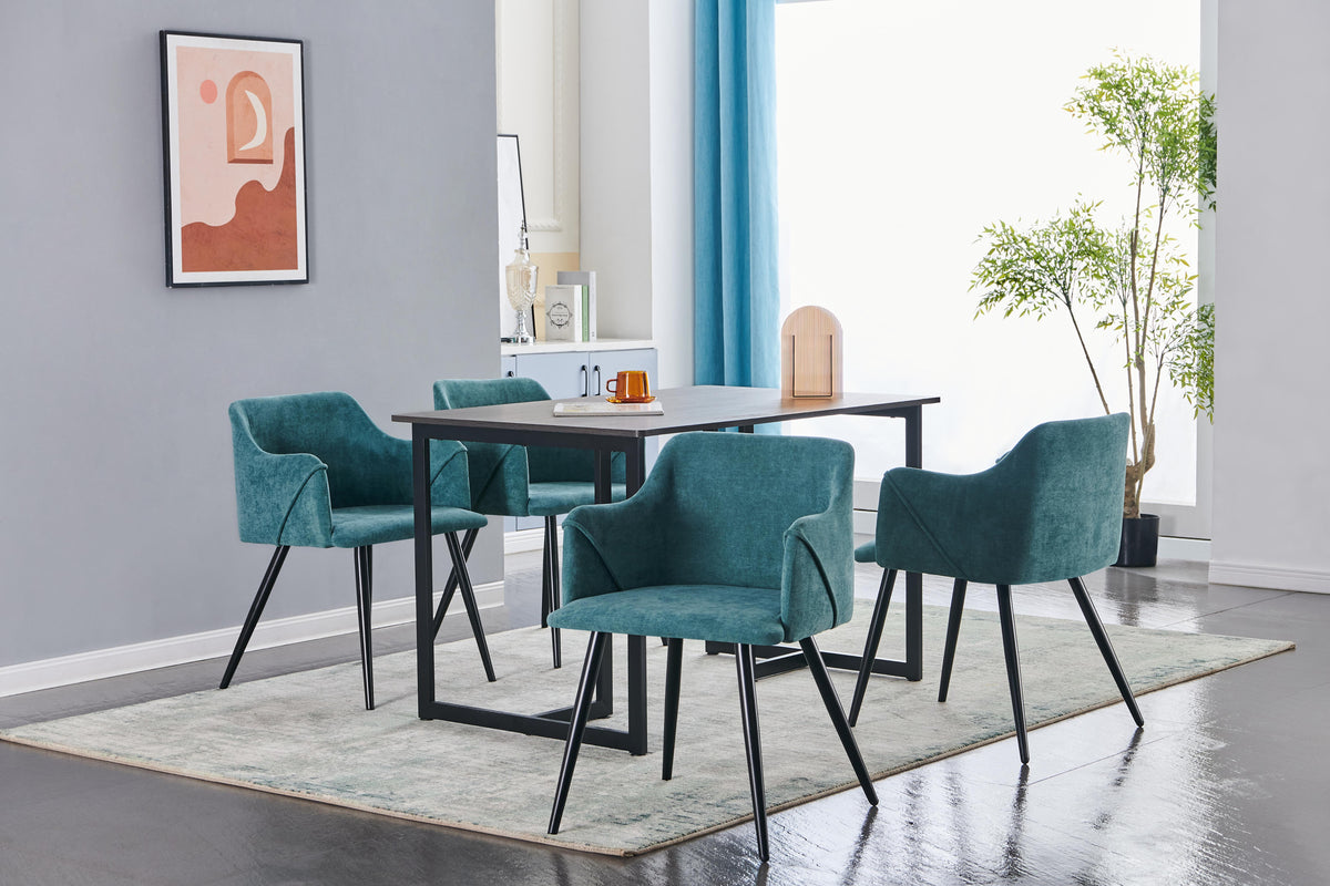 Aldridge Terry Green Black Leg Dining Chairs