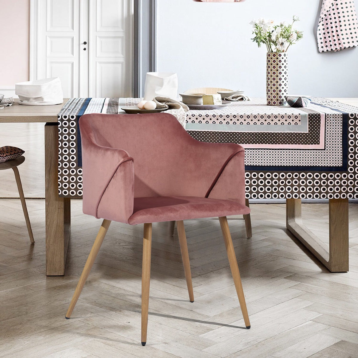 Aldridge Velvet Dining Chair With Metal Leg