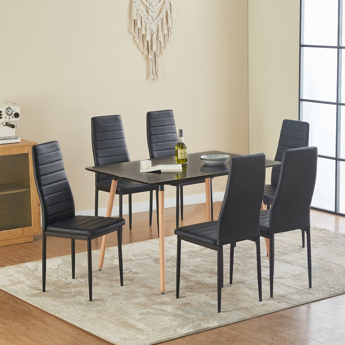 Ann Black Pvc Nl 6Pcs Dining Chairs