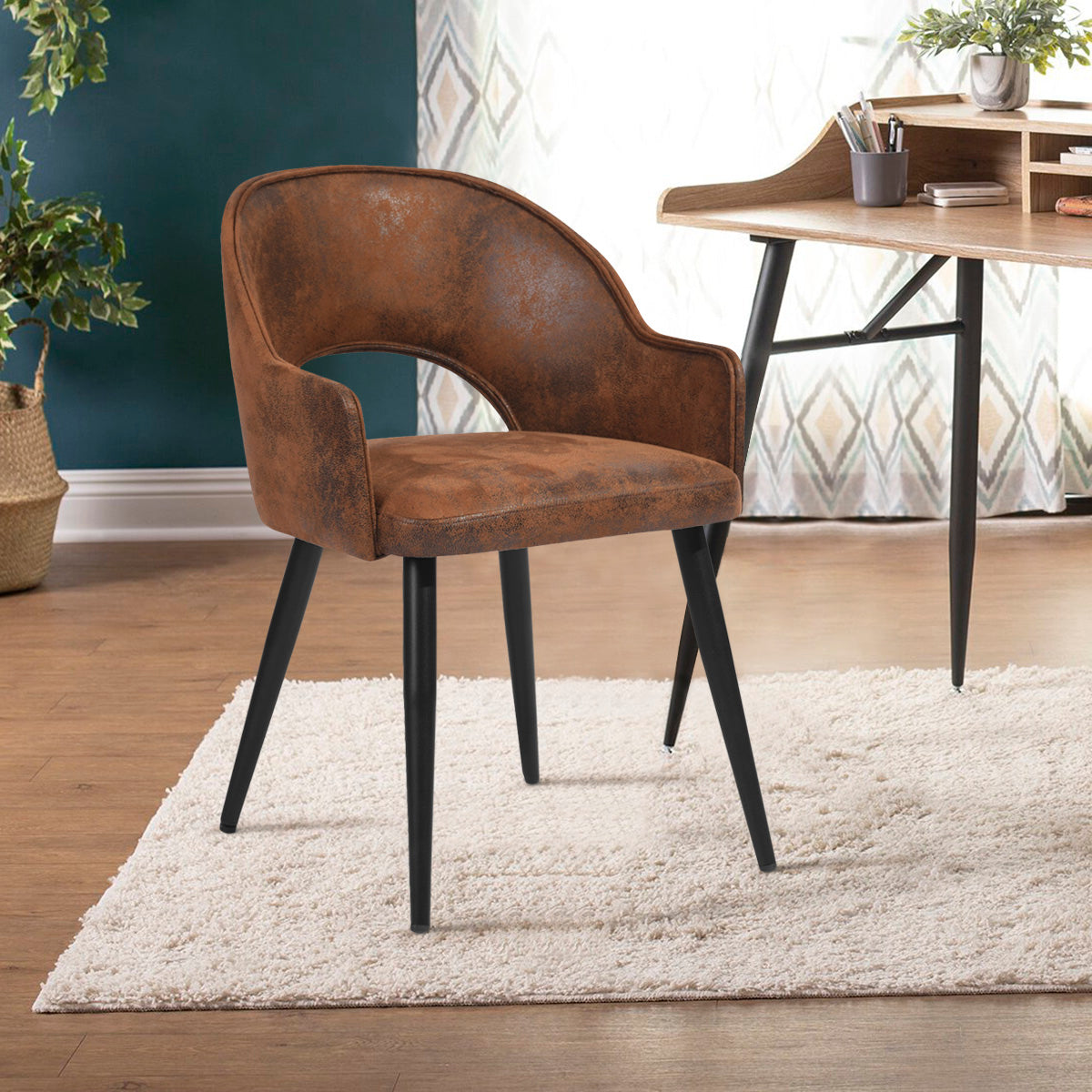 Aranguiz Suede Black Leg Dining Chairs