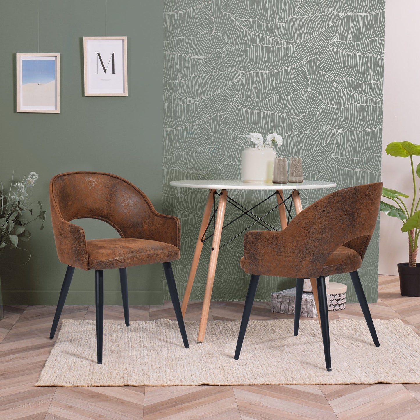 Aranguiz Suede Black Leg Dining Chairs