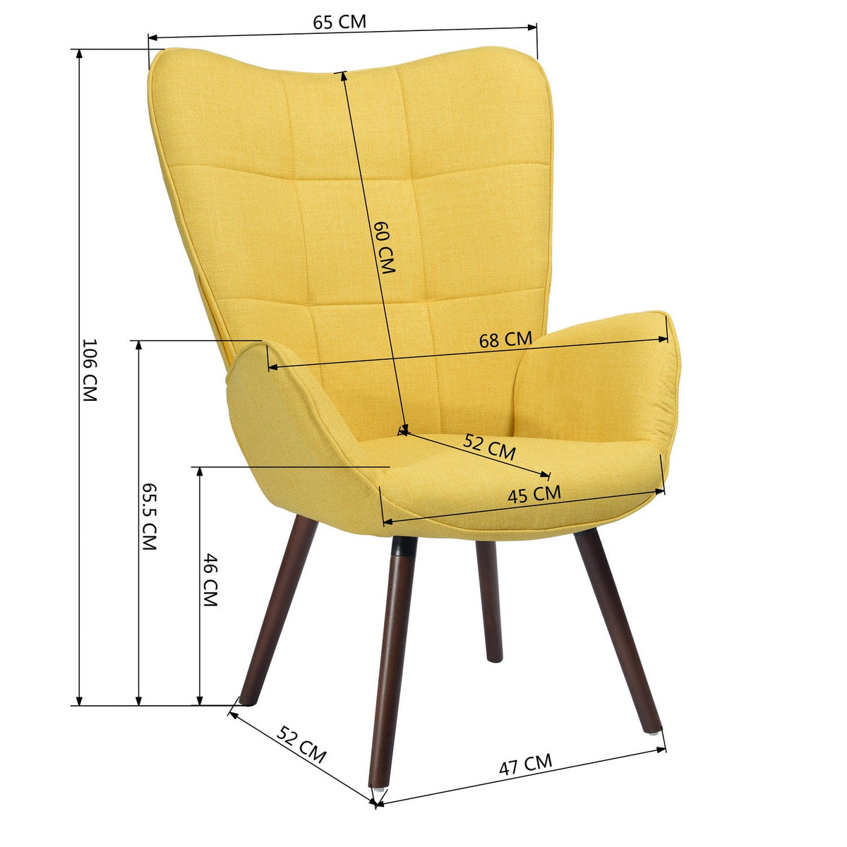 Bogdan Yellow Dark Wood Leg Accent Chairs