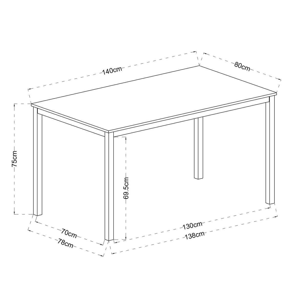 Brandt Walnut Black Leg 140 Dining Table