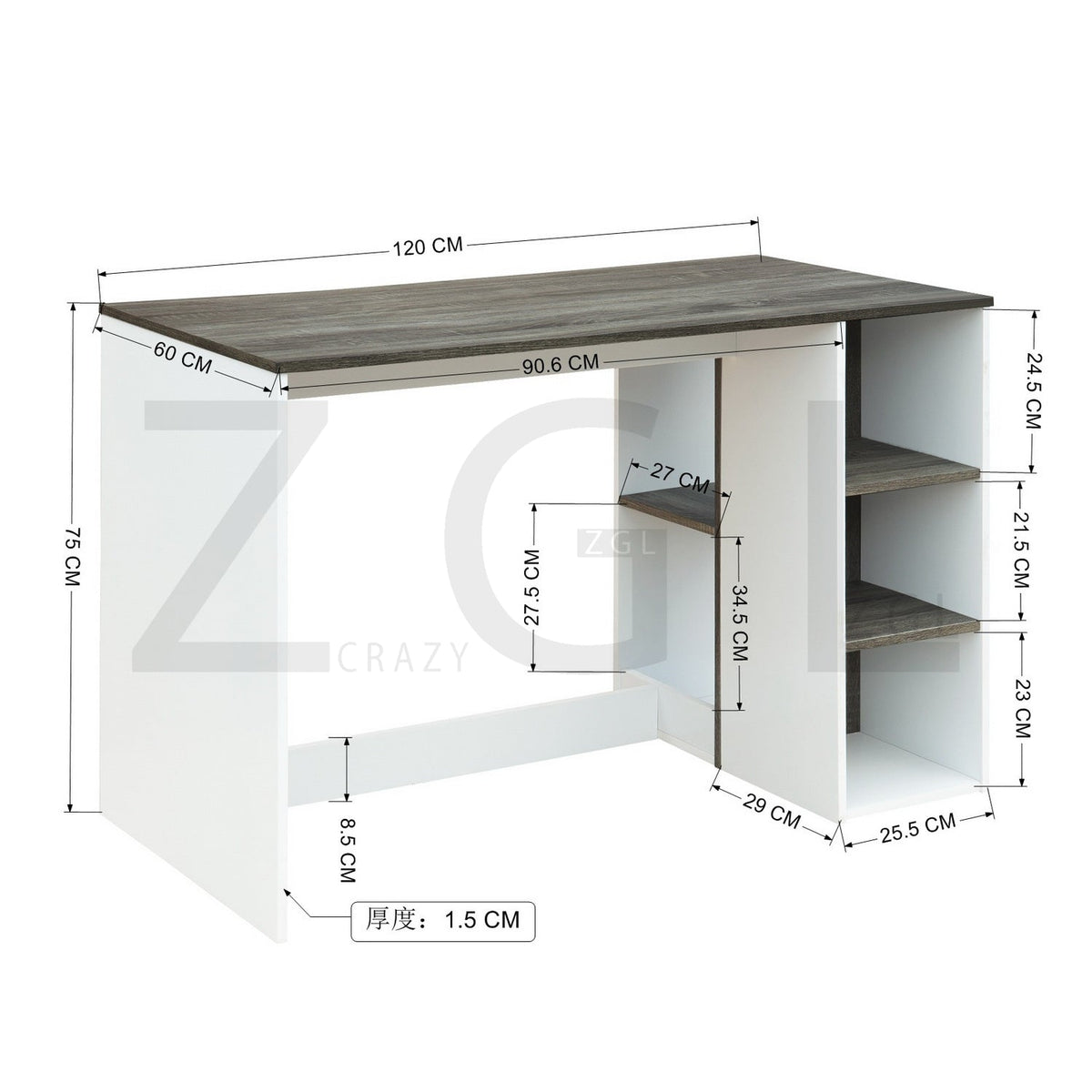 Brenton Grey Wood Desks