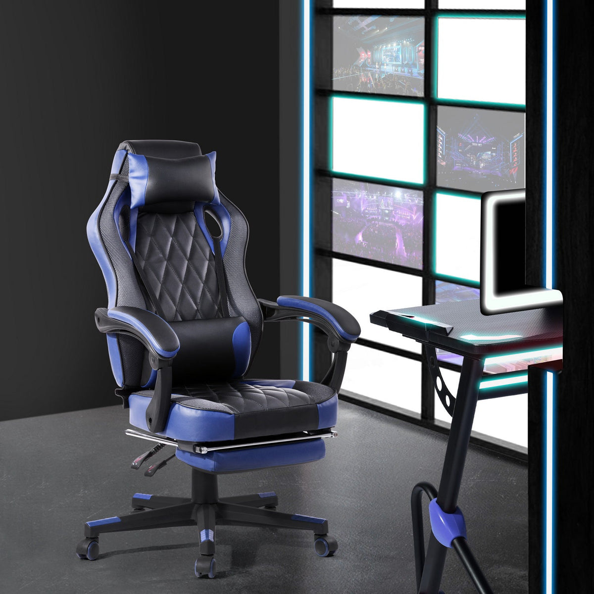 Burgendy Blue Game Chairs