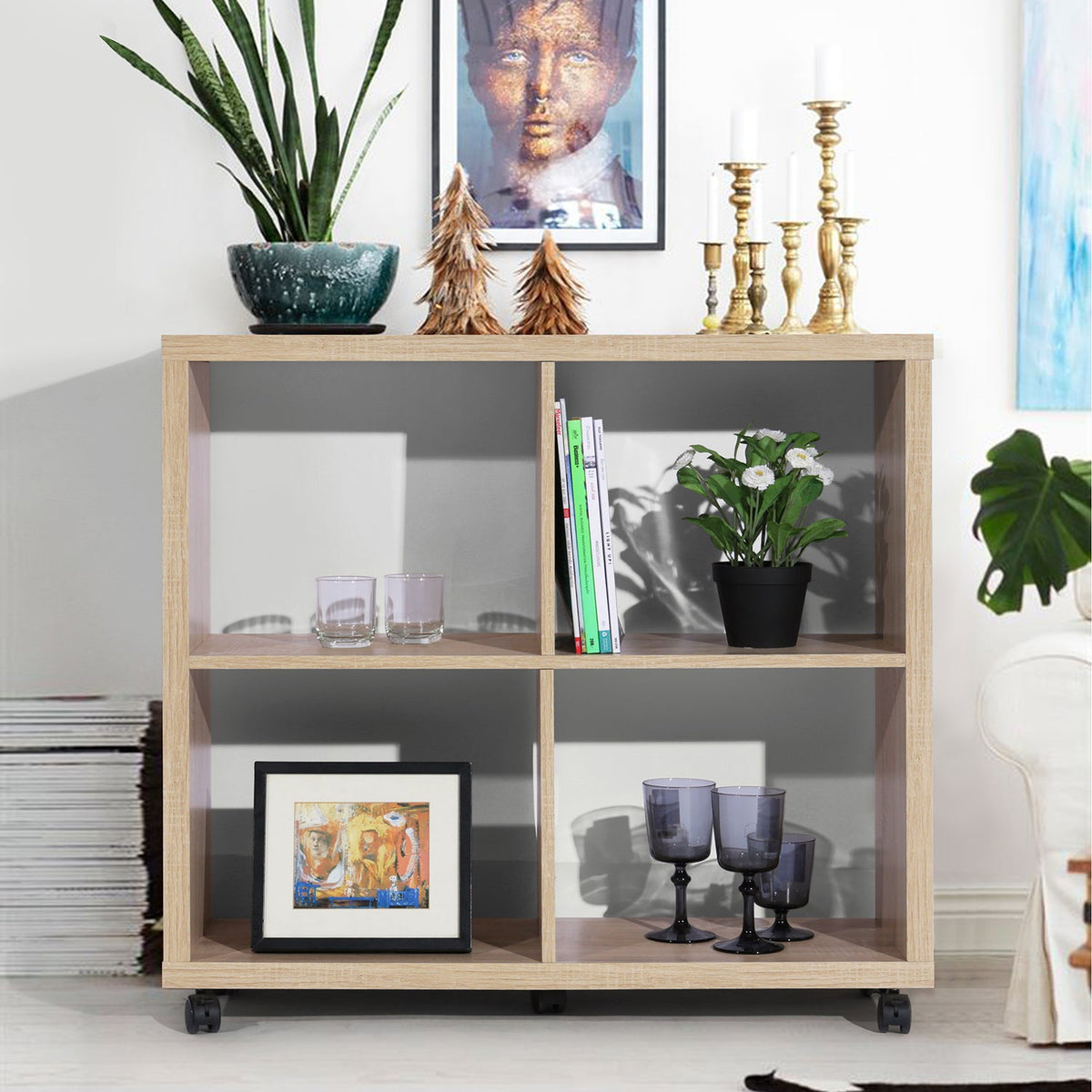 Candida Slim Beech Bookcases