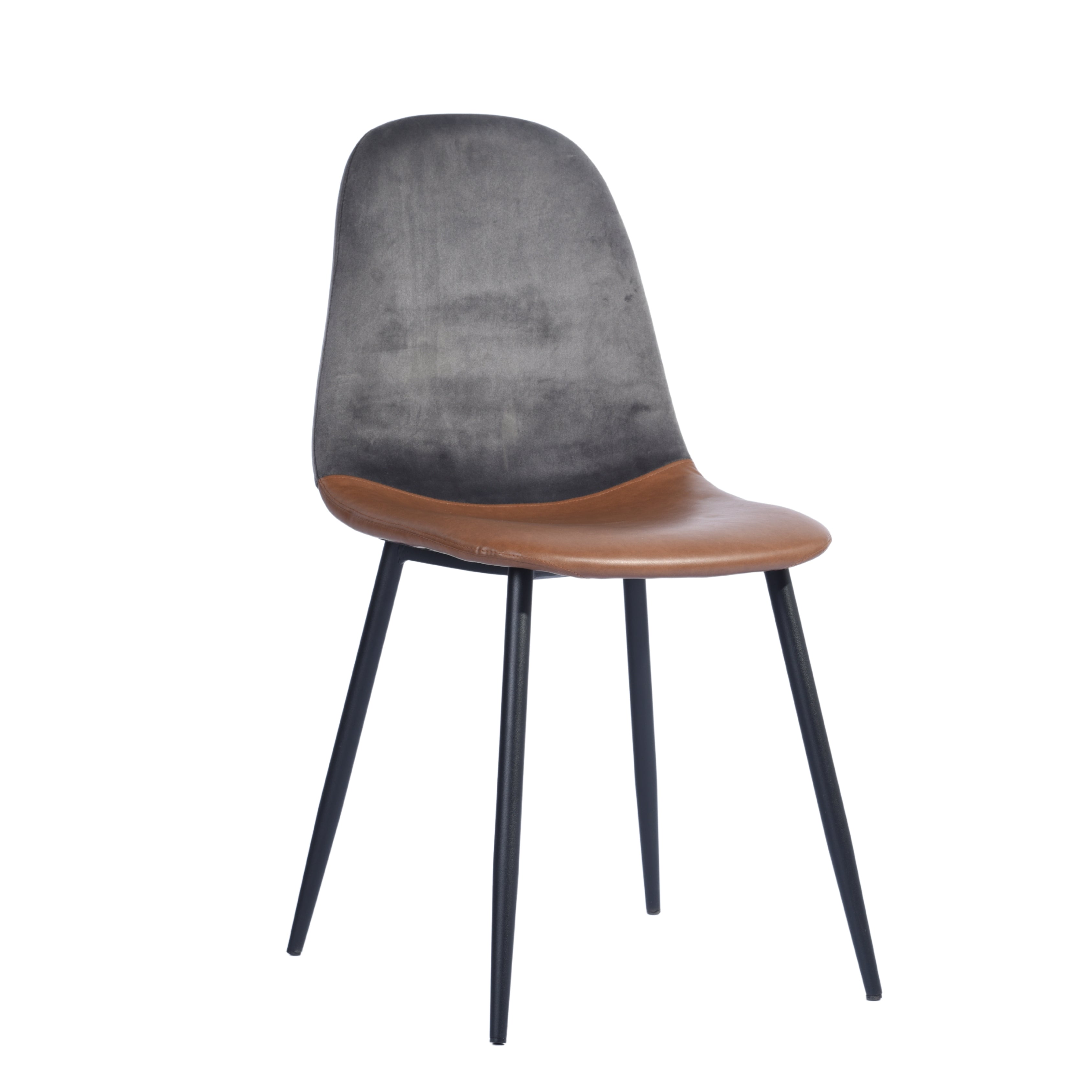 Charlton Grey Velvet Brown Pu Dining Chairs