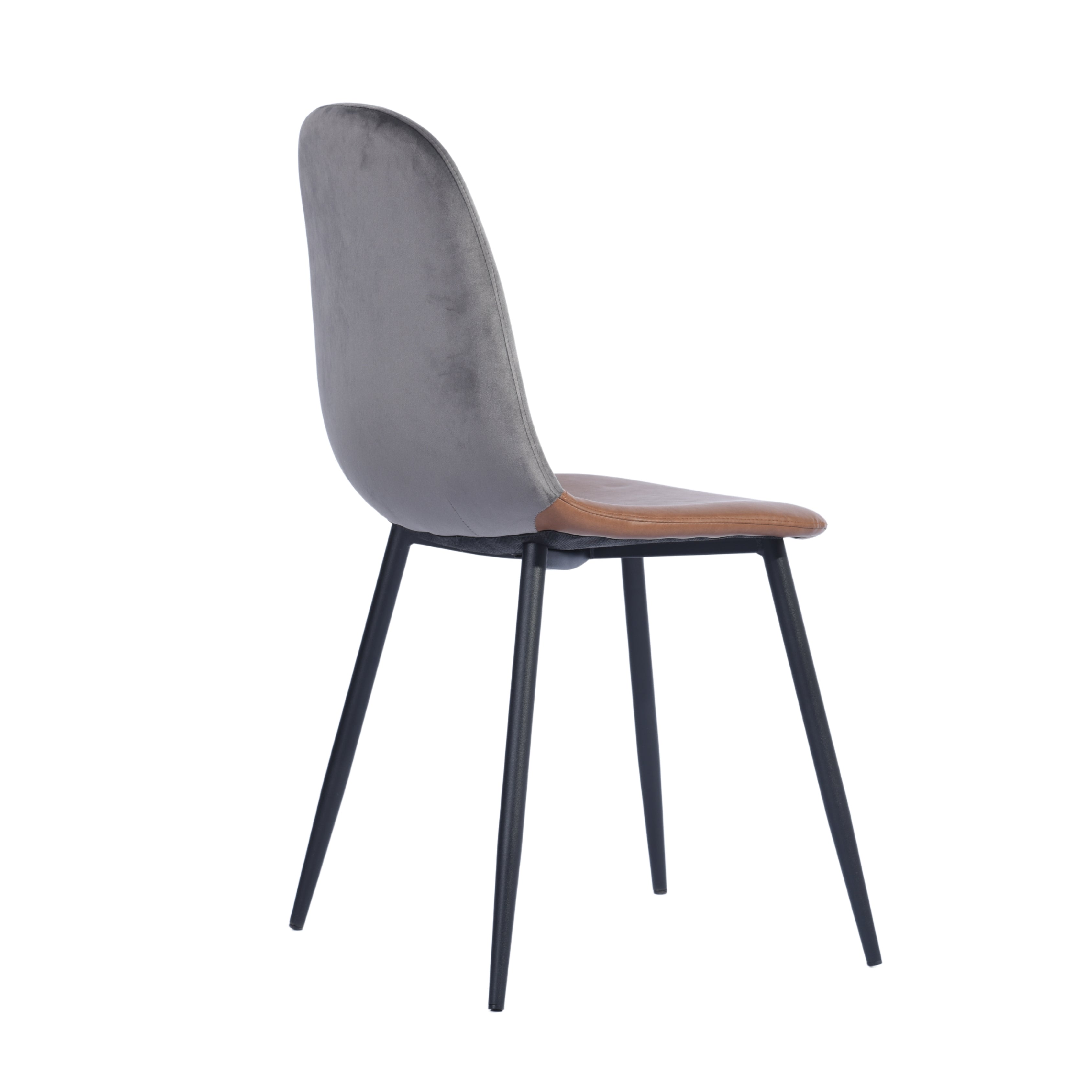 Charlton Grey Velvet Brown Pu Dining Chairs