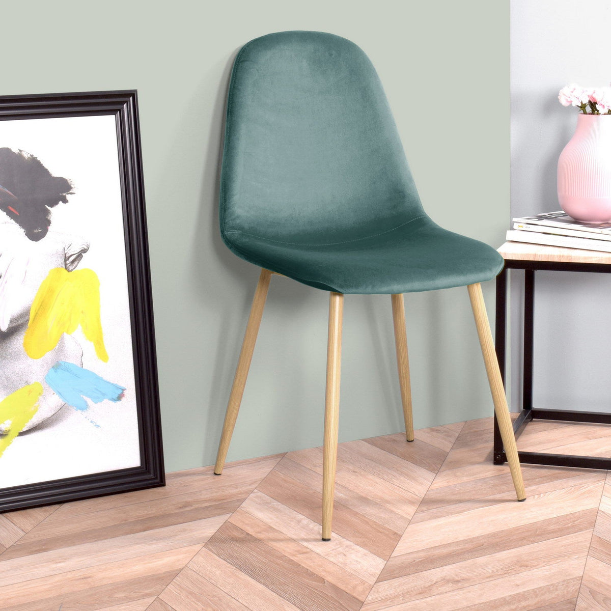 Charlton Velvet Aqua Dining Chairs