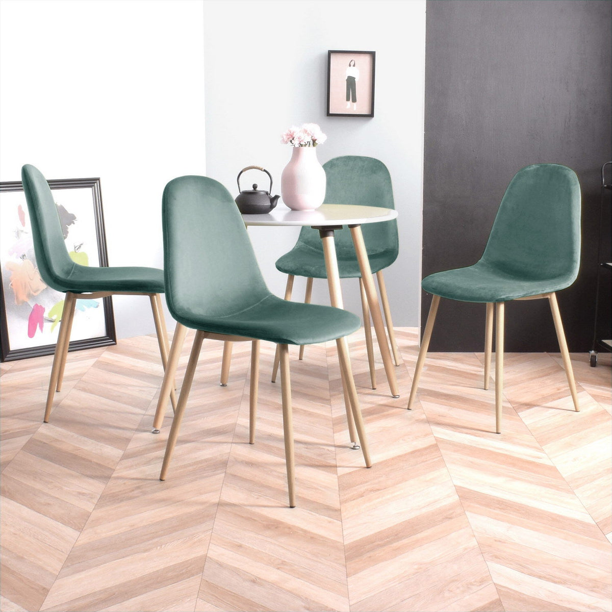 Charlton Velvet Aqua Dining Chairs