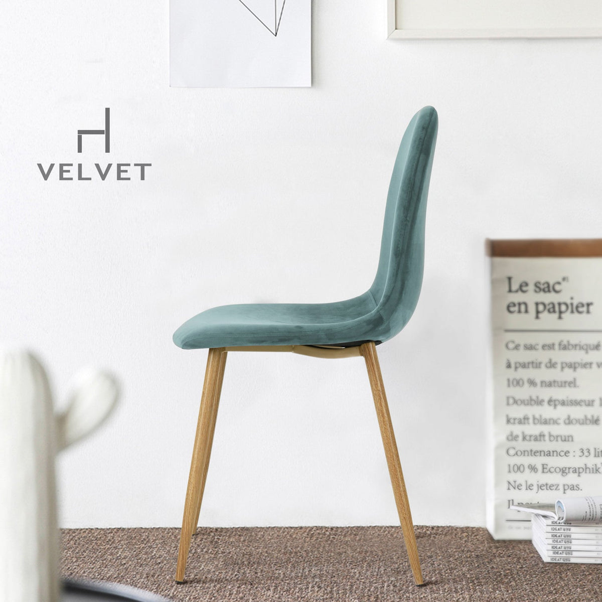 Charlton Velvet Aqua Dining Chairs