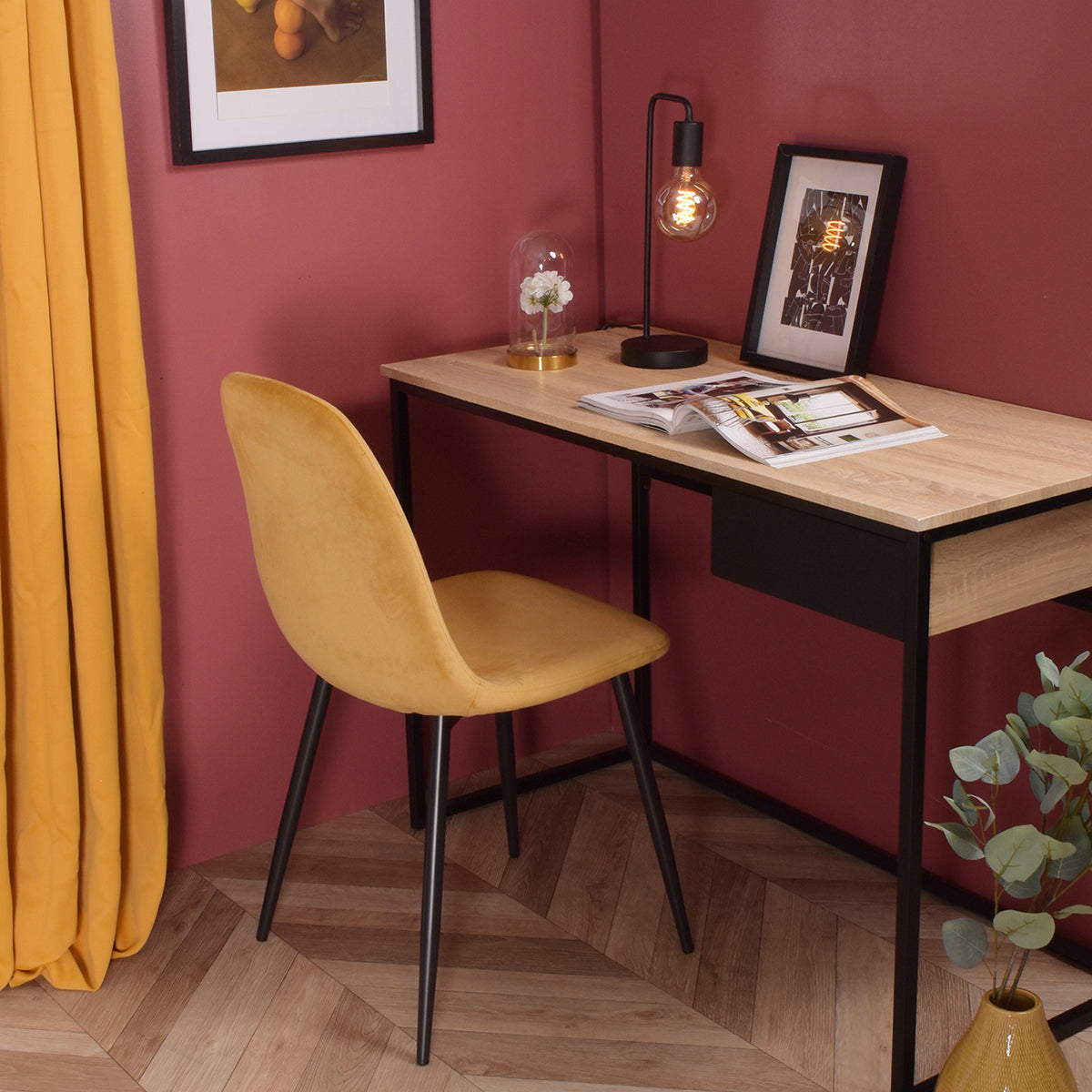 Charlton Velvet Yellow Spray Leg Dining Chairs