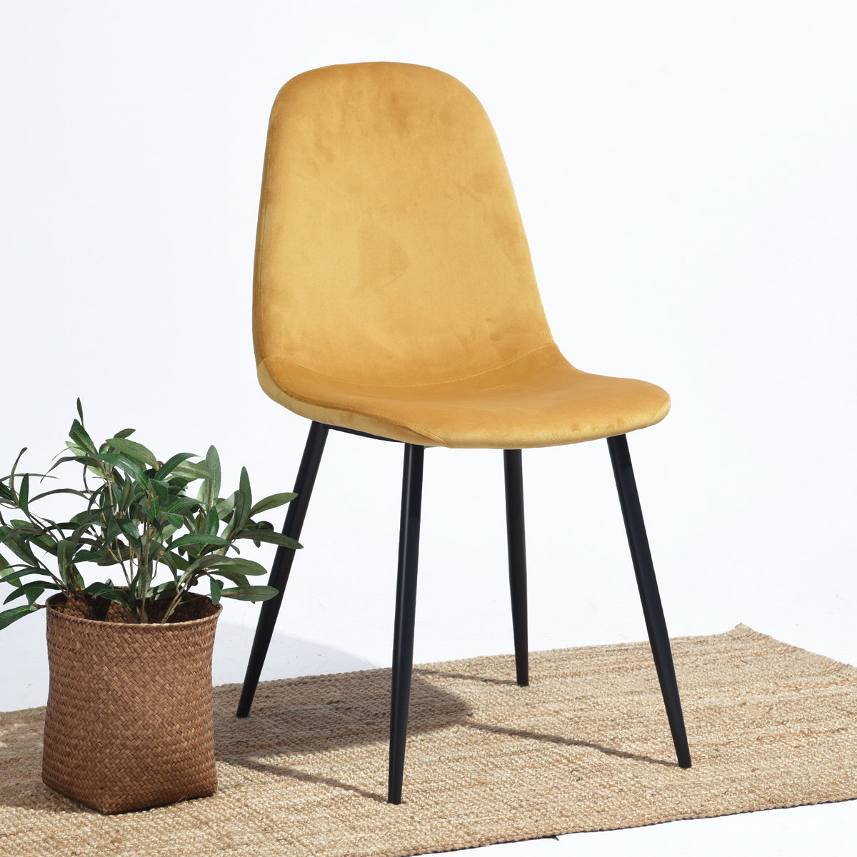 Charlton Velvet Yellow Spray Leg Dining Chairs
