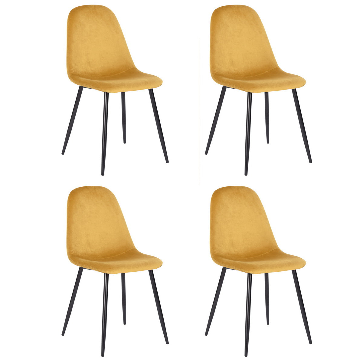 Charlton Velvet Yellow Spray Leg Dining Chairs