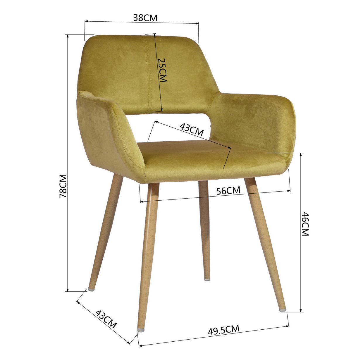 Cromwell Velvet Yellow Ⅰ Dining Chair