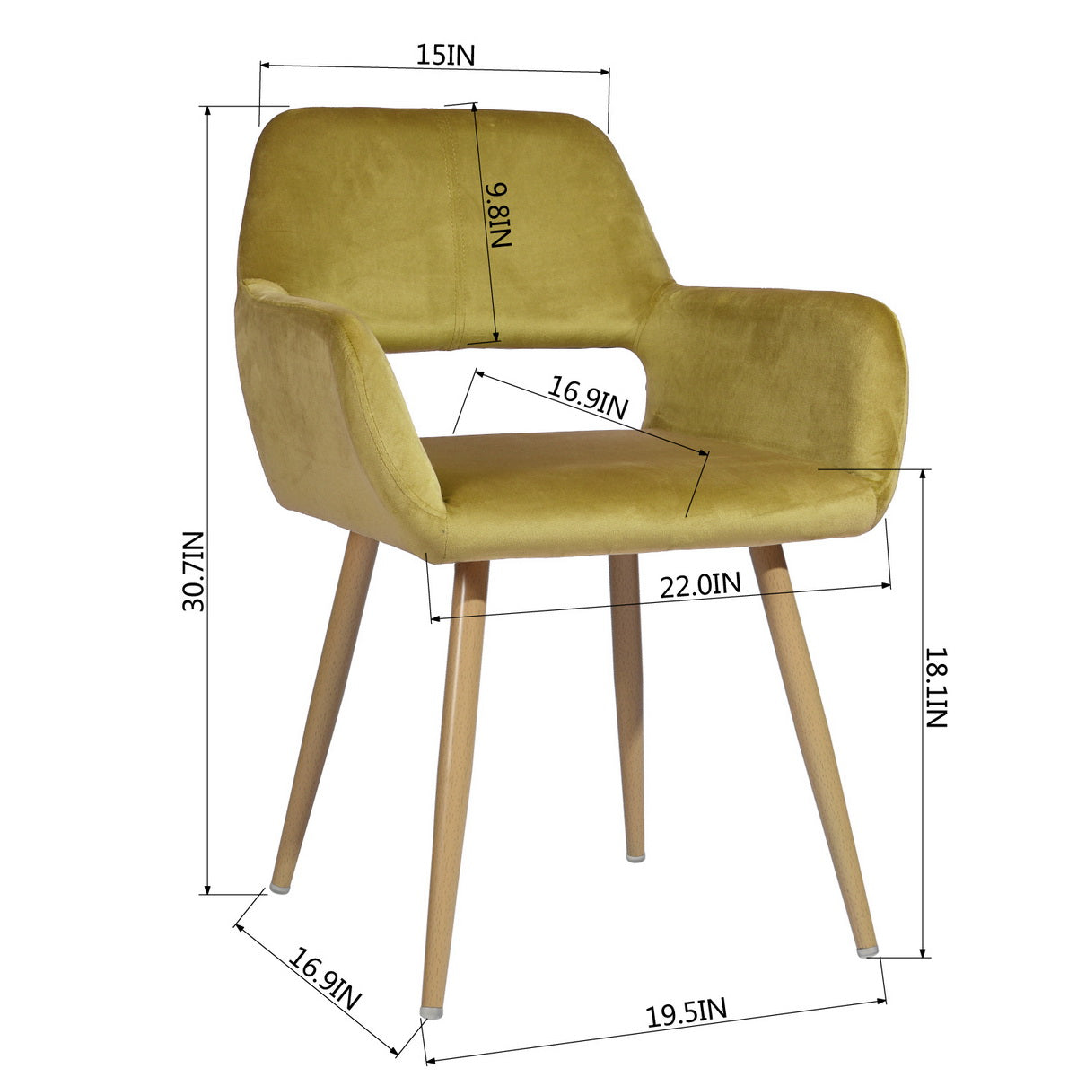 Cromwell Velvet Yellow Ⅰ Dining Chair