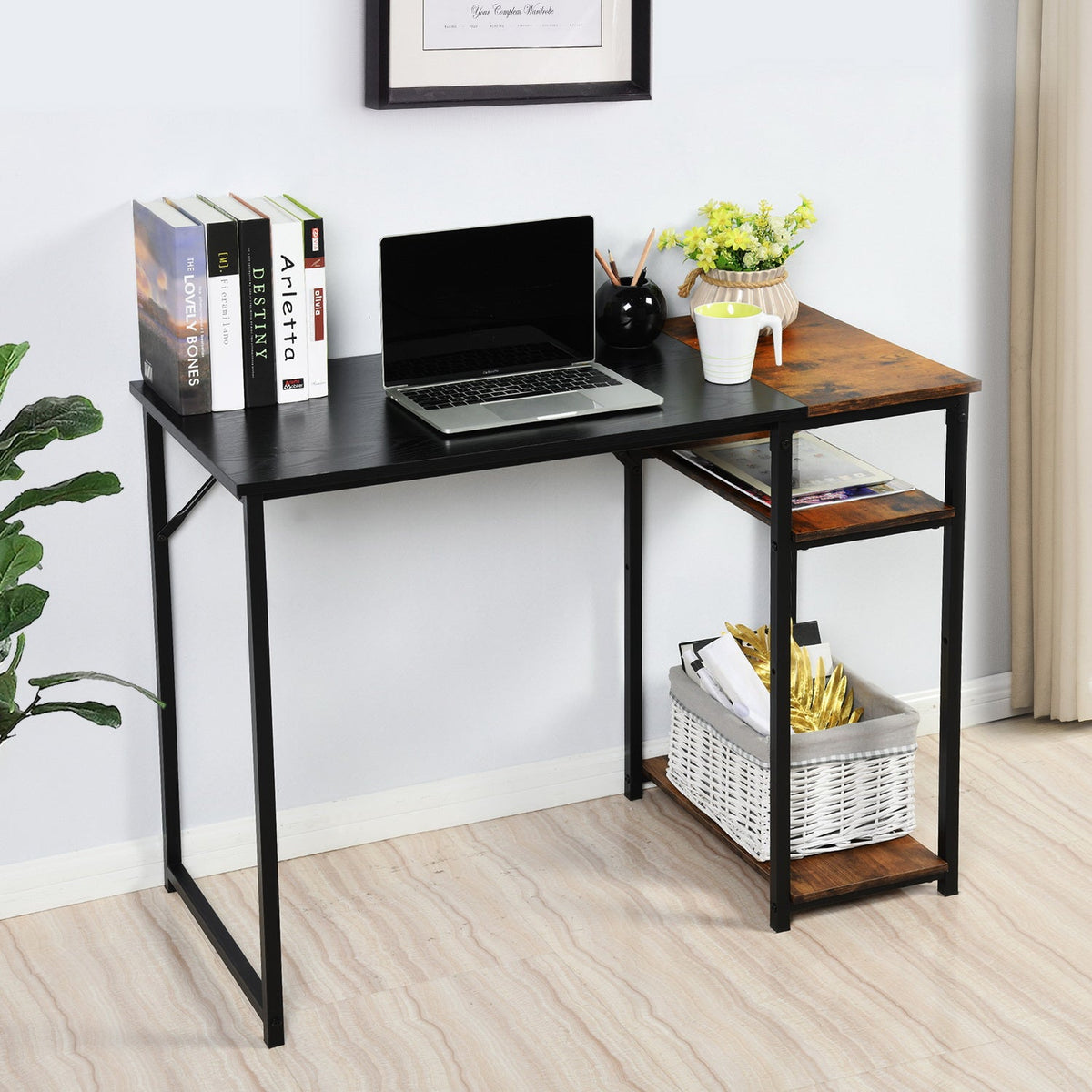 Dembe Shelves 100Cm Black Brown Desks