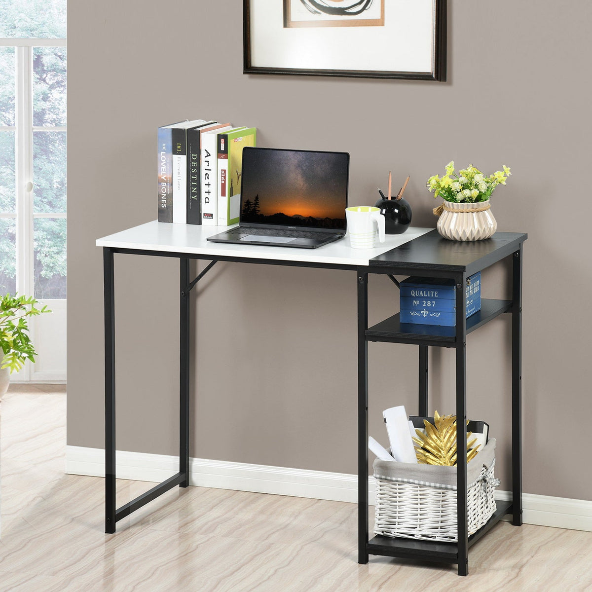 Dembe Shelves 100Cm Black White Desks