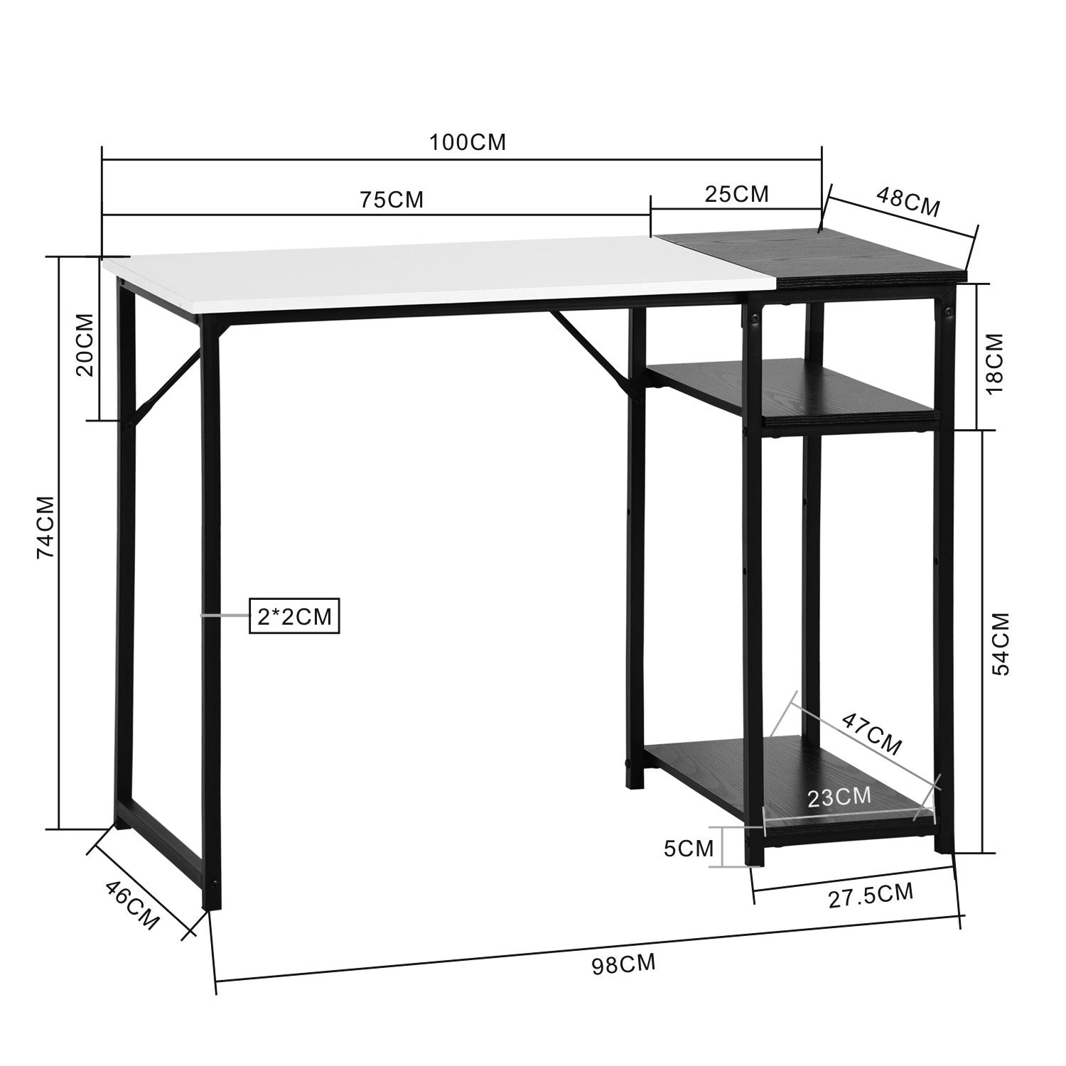 Dembe Shelves 100Cm Black White Desks