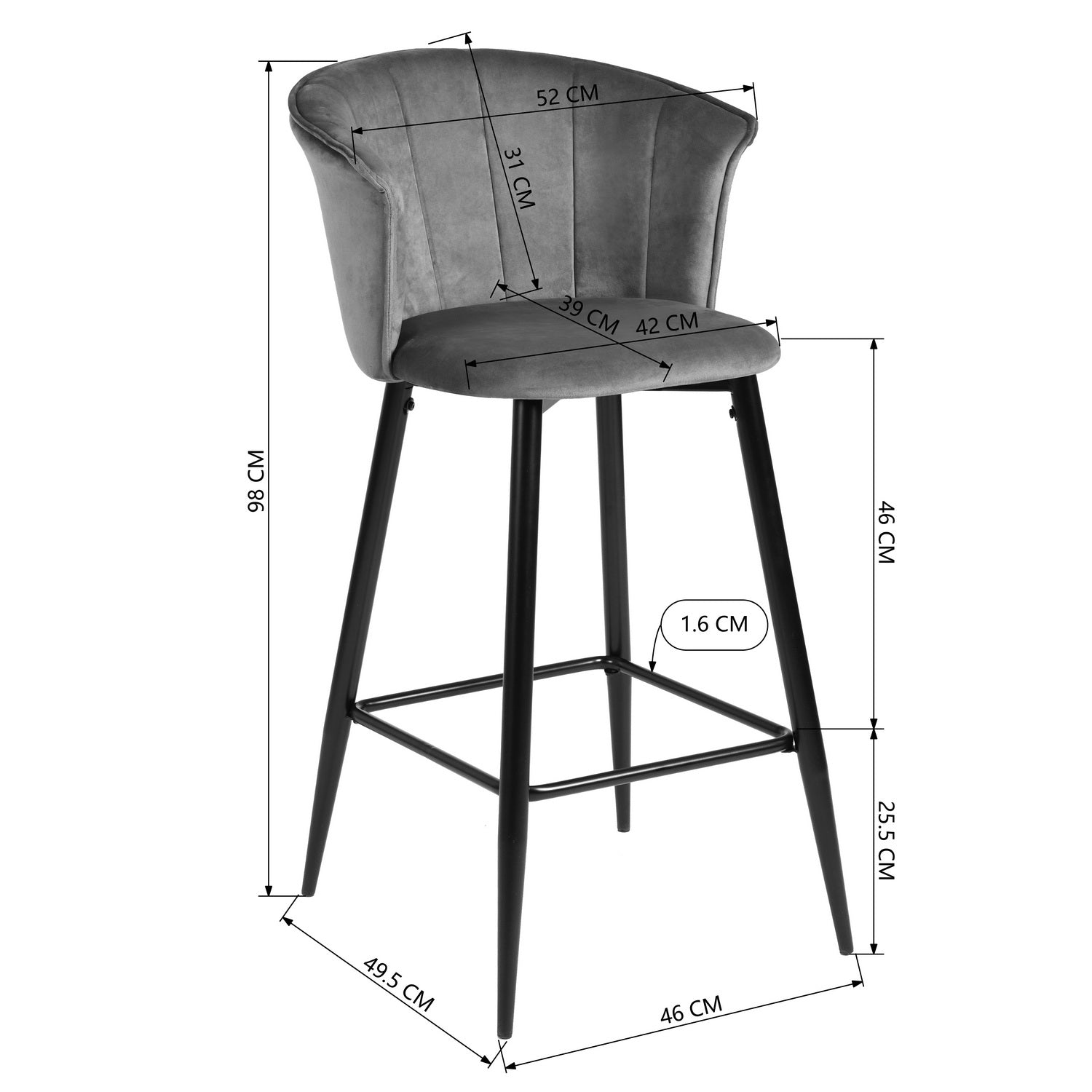 Doncic Bar Chair Gery Bar Stools