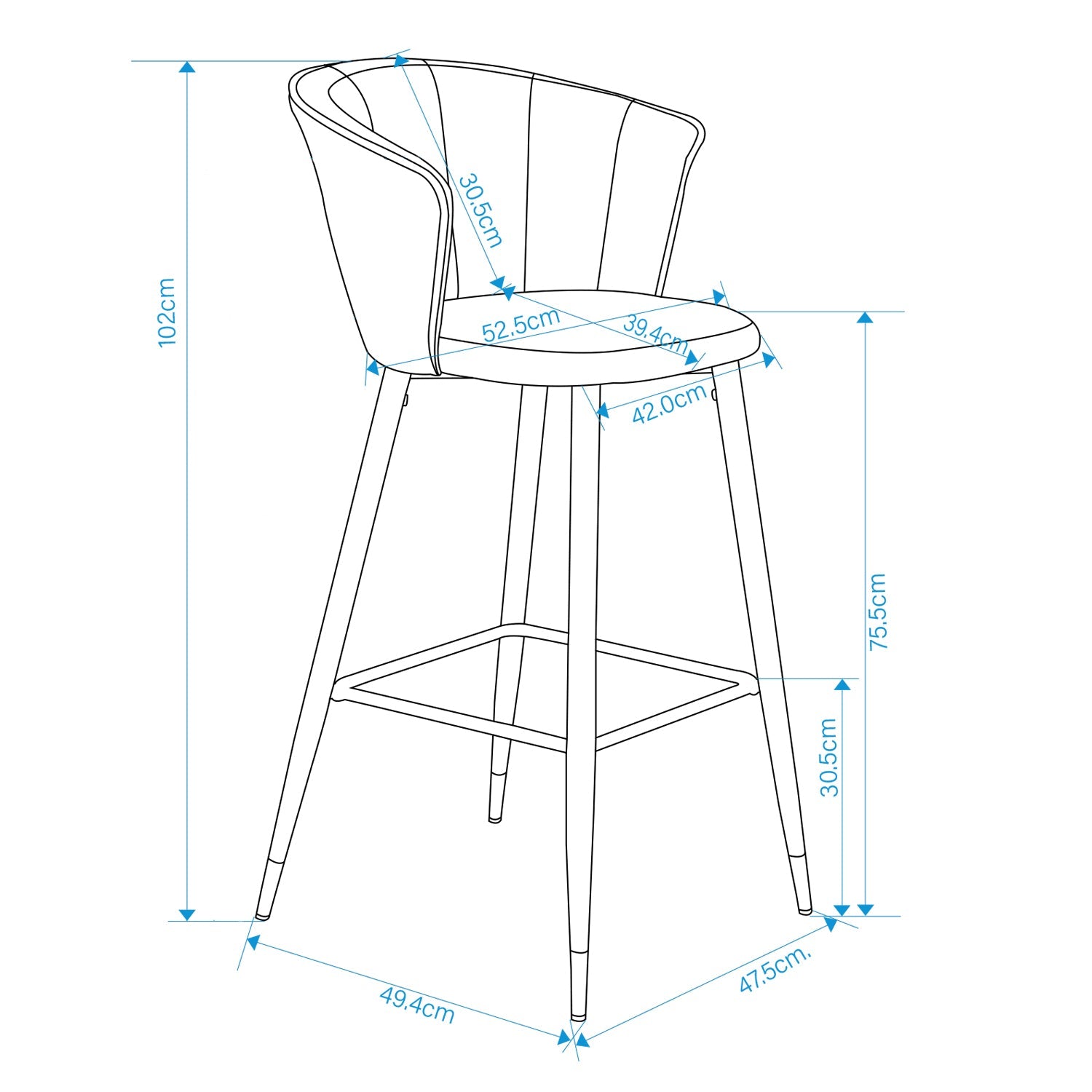 Doncic Bar Chair Suede Dc Dining Chairs