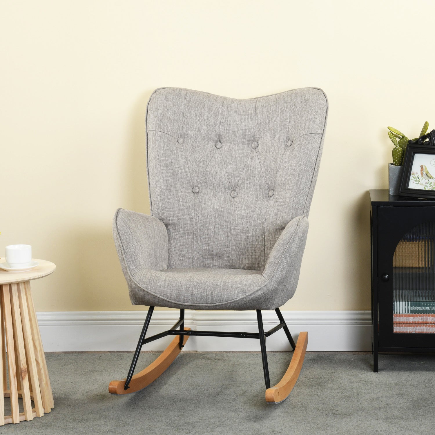 Epping Grey Natural Wood Rocking Chair