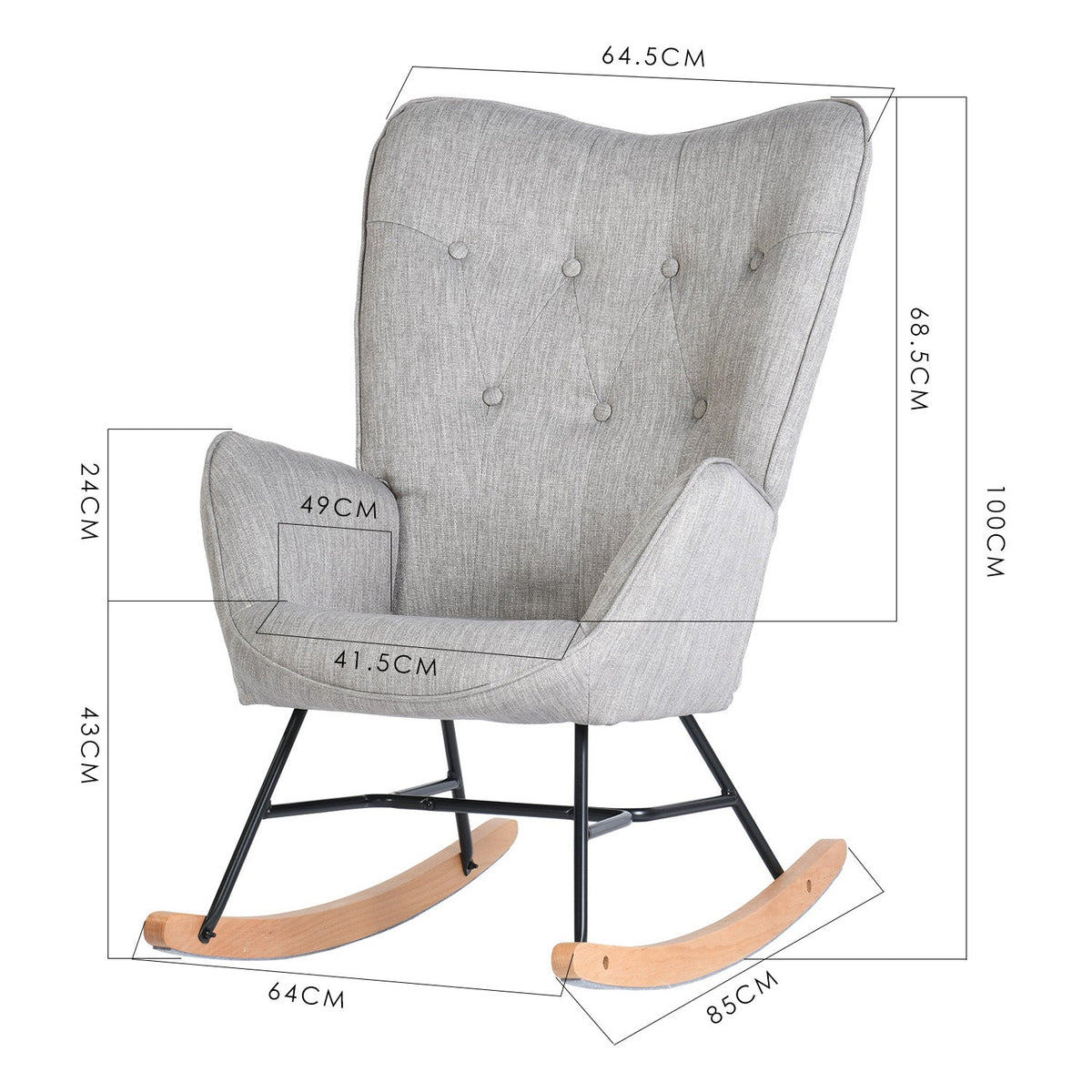 Epping Grey Natural Wood Rocking Chair
