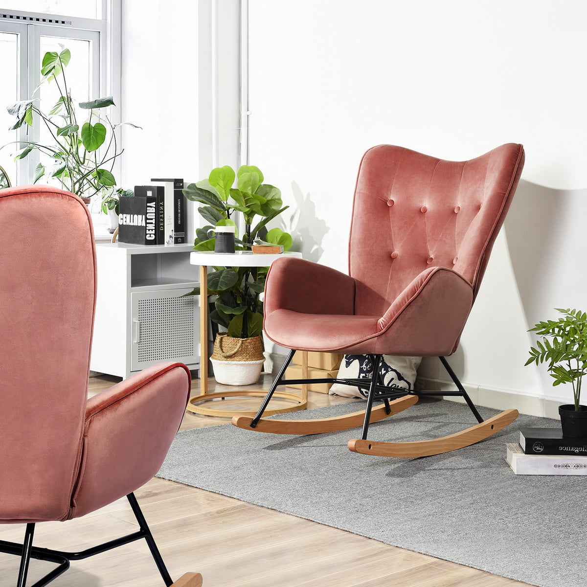 Epping Velvet Pink Rocking Chair