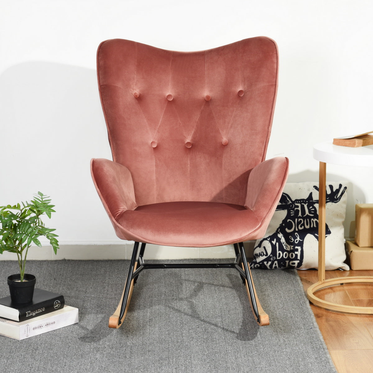 Epping Velvet Pink Rocking Chair
